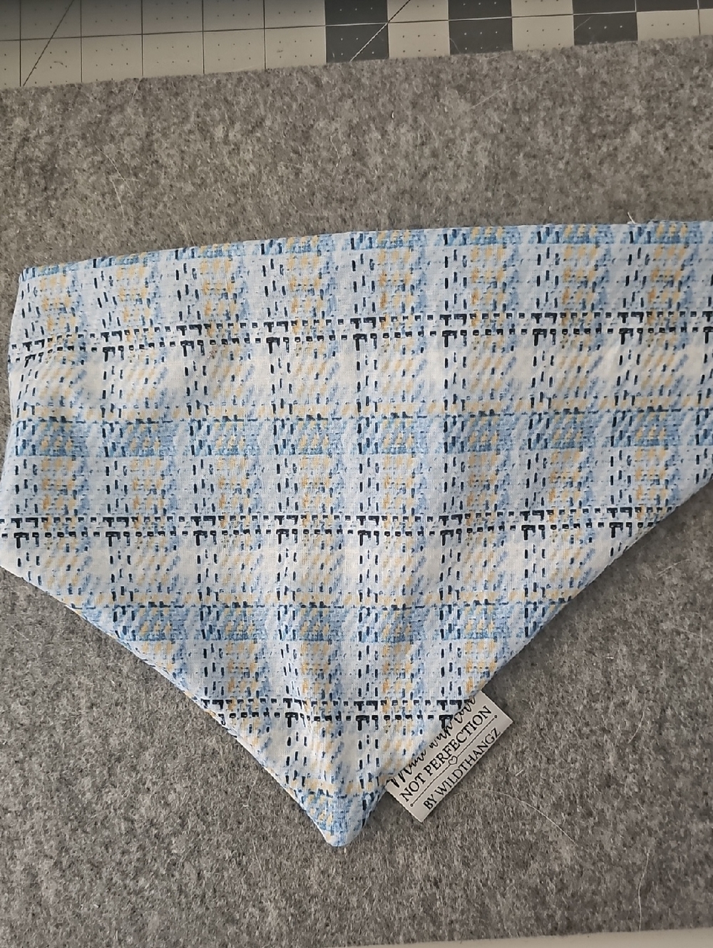 Blue and Yellow Plaid Cotton Bandana